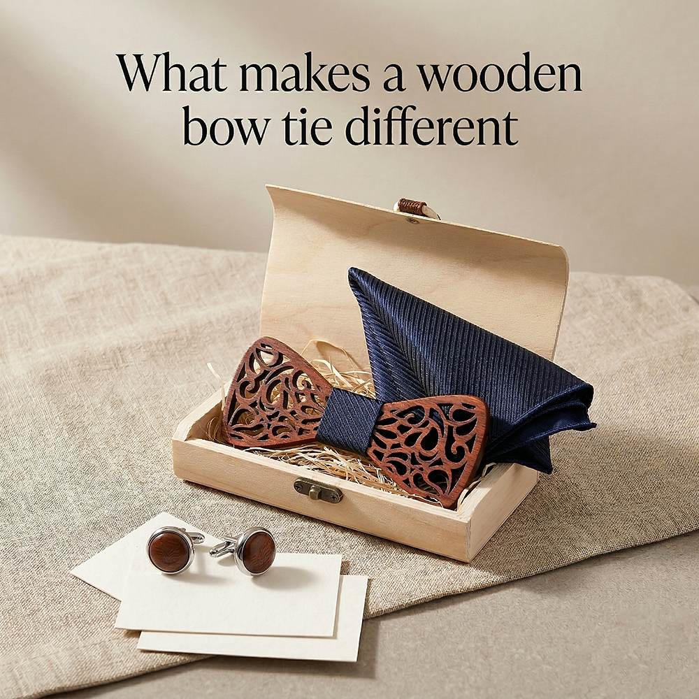 T212 T212  Floral Lattice Cutout Bow Tie Set, Walnut — view 7