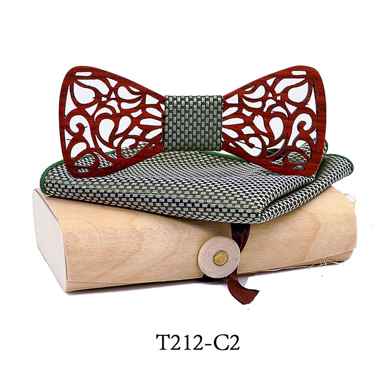 T212 T212  Floral Lattice Cutout Bow Tie Set, Walnut — colour C2