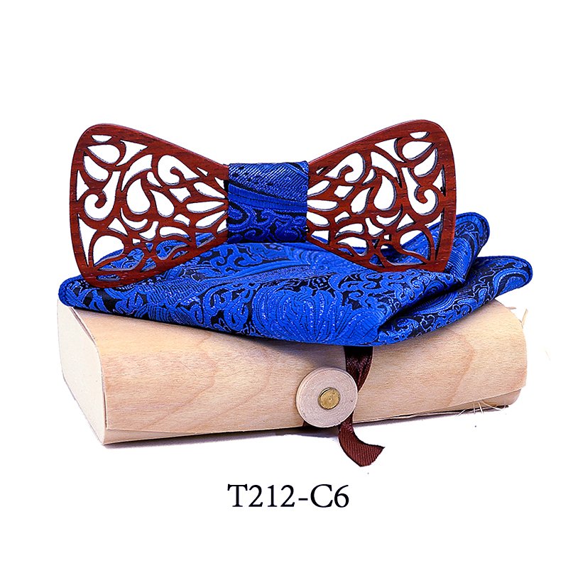 T212 T212  Floral Lattice Cutout Bow Tie Set, Walnut — colour C6