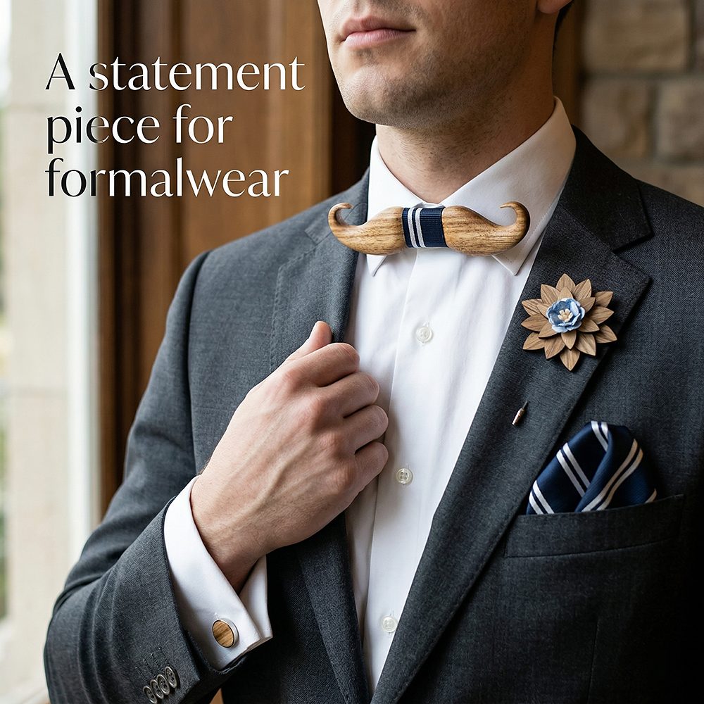 T213  Solid Grain Bow Tie Set, Maple