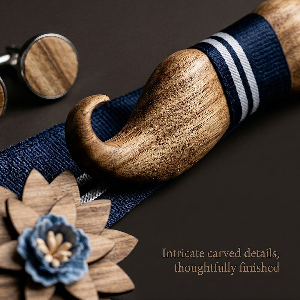 T213 T213  Solid Grain Bow Tie Set, Maple — view 2