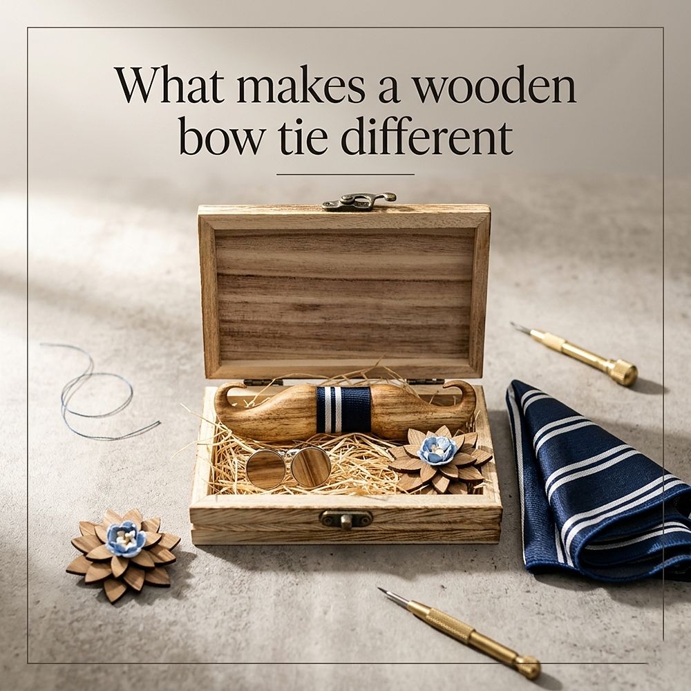 T213 T213  Solid Grain Bow Tie Set, Maple — view 8