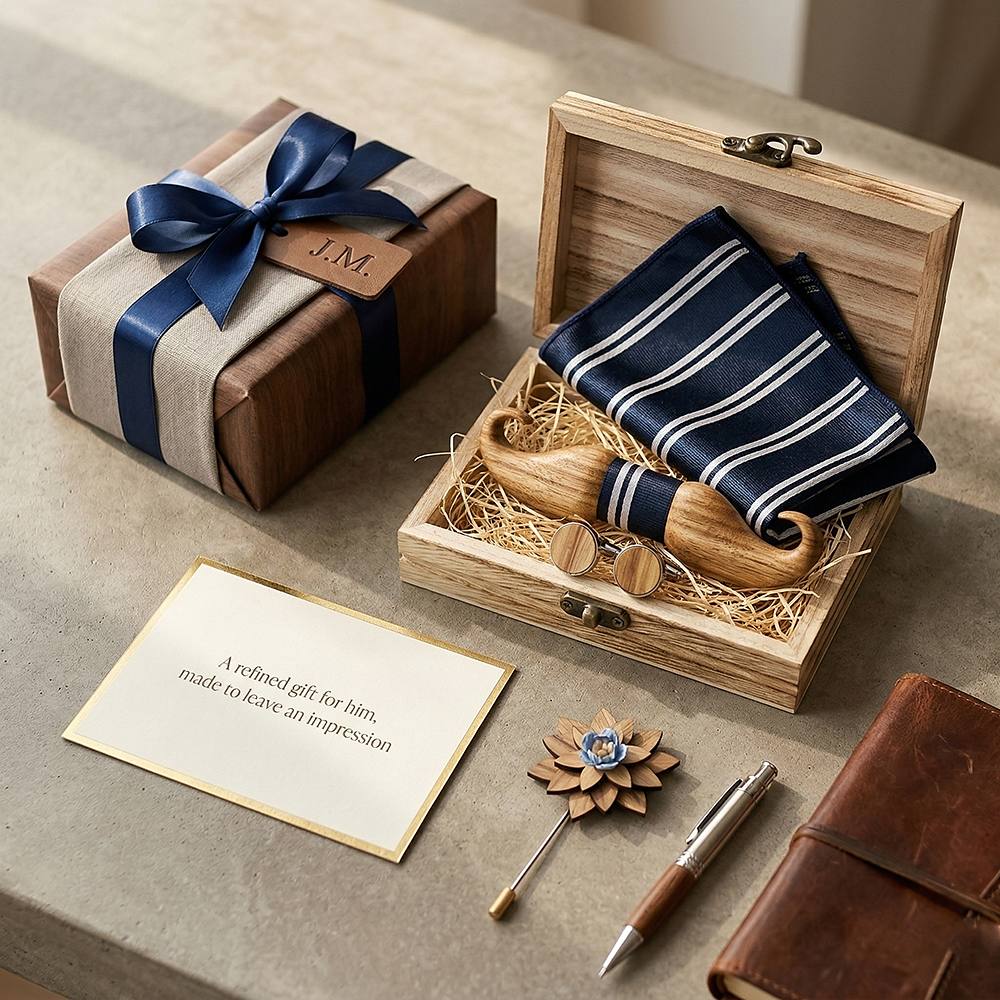 T213 T213  Solid Grain Bow Tie Set, Maple — view 9