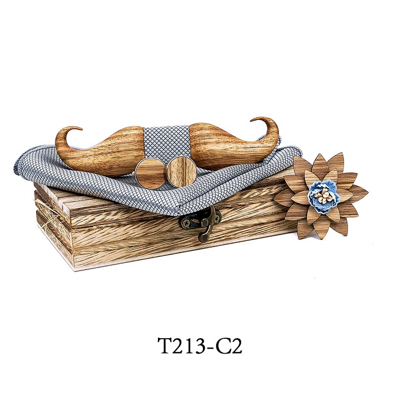 T213 T213  Solid Grain Bow Tie Set, Maple — colour C2