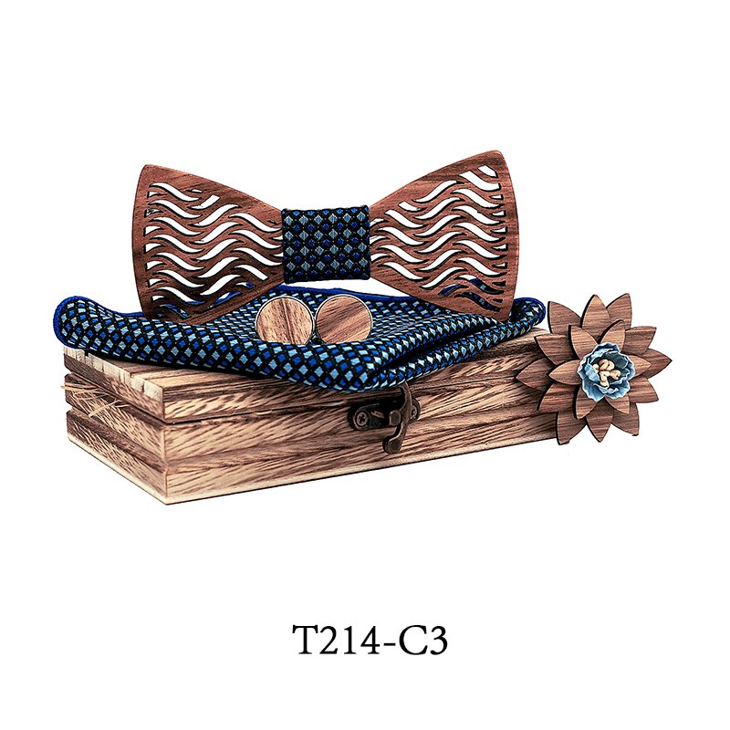 T214 T214  Herringbone Groove Bow Tie Set, Walnut — colour C3