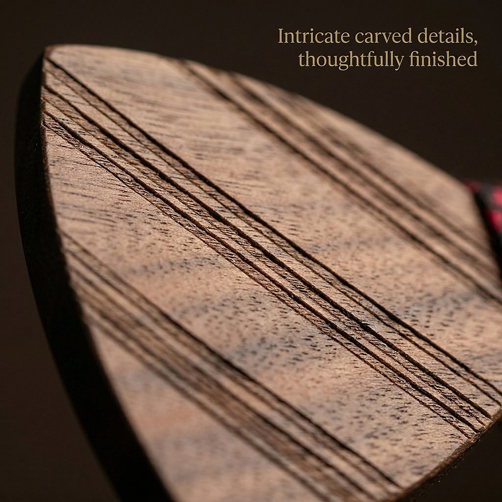 T215 T215  Solid Grain Bow Tie Set, Walnut — view 2