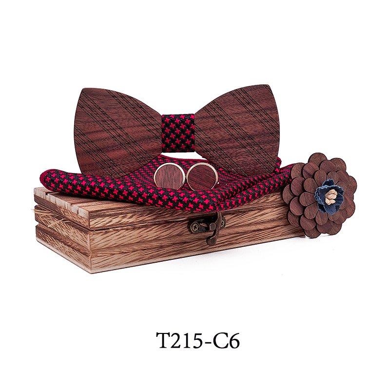 T215 T215  Solid Grain Bow Tie Set, Walnut — colour C6