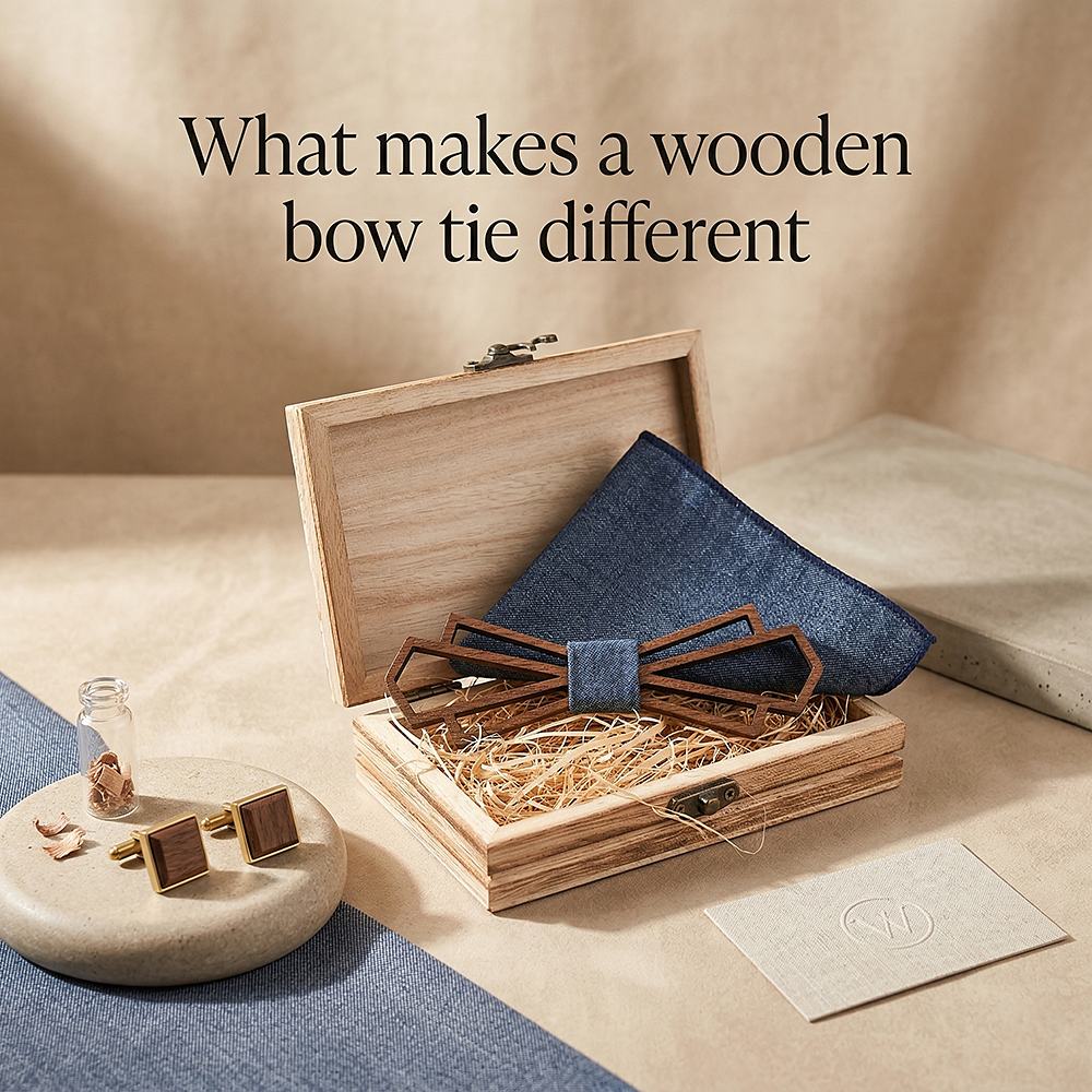 T216 T216  Denim-Wrapped Solid Bow Tie Set, Walnut — view 8