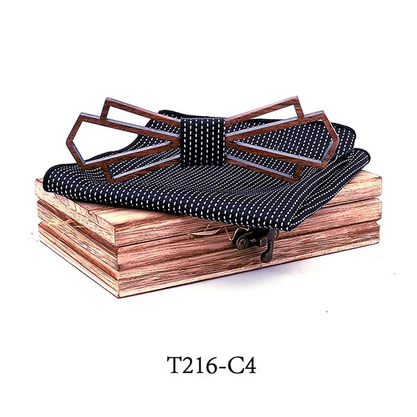 T216 T216  Denim-Wrapped Solid Bow Tie Set, Walnut — colour C4