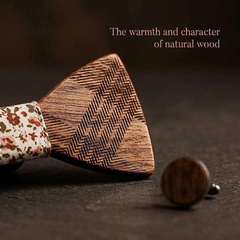 T218 T218  Ridged Sculpted Bow Tie Set, Maple — view 4