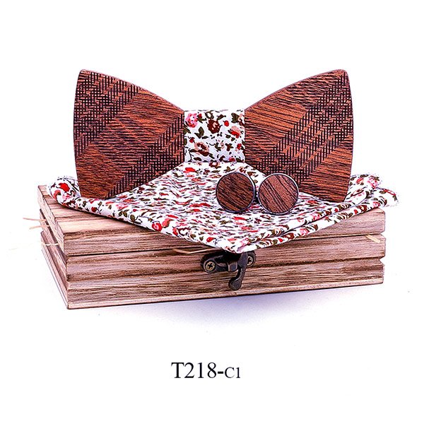 T218 T218  Ridged Sculpted Bow Tie Set, Maple — colour C1