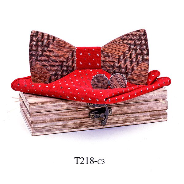 T218 T218  Ridged Sculpted Bow Tie Set, Maple — colour C3