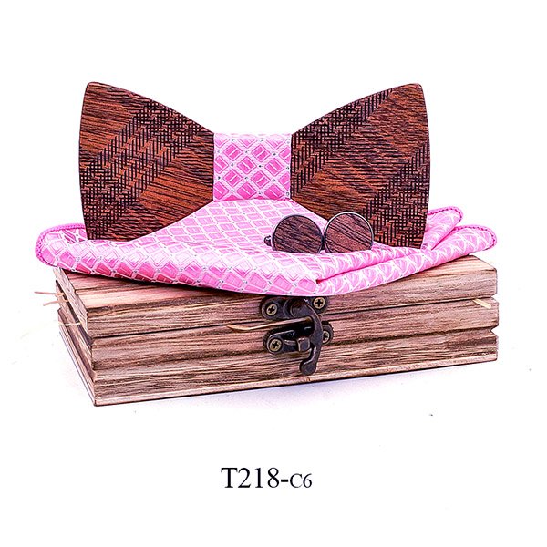 T218 T218  Ridged Sculpted Bow Tie Set, Maple — colour C6