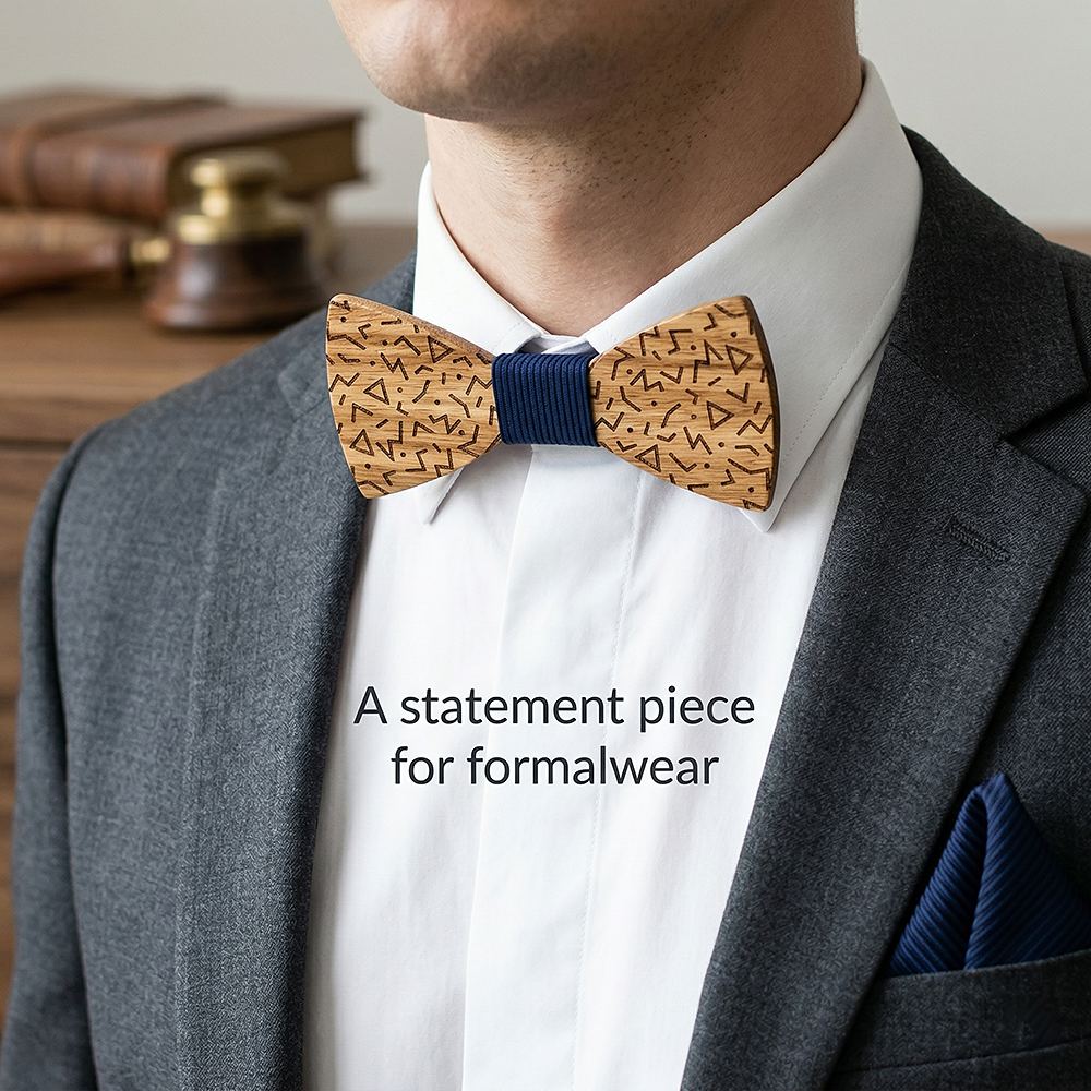 T219  Sculpted Solid Bow Tie Set, Maple