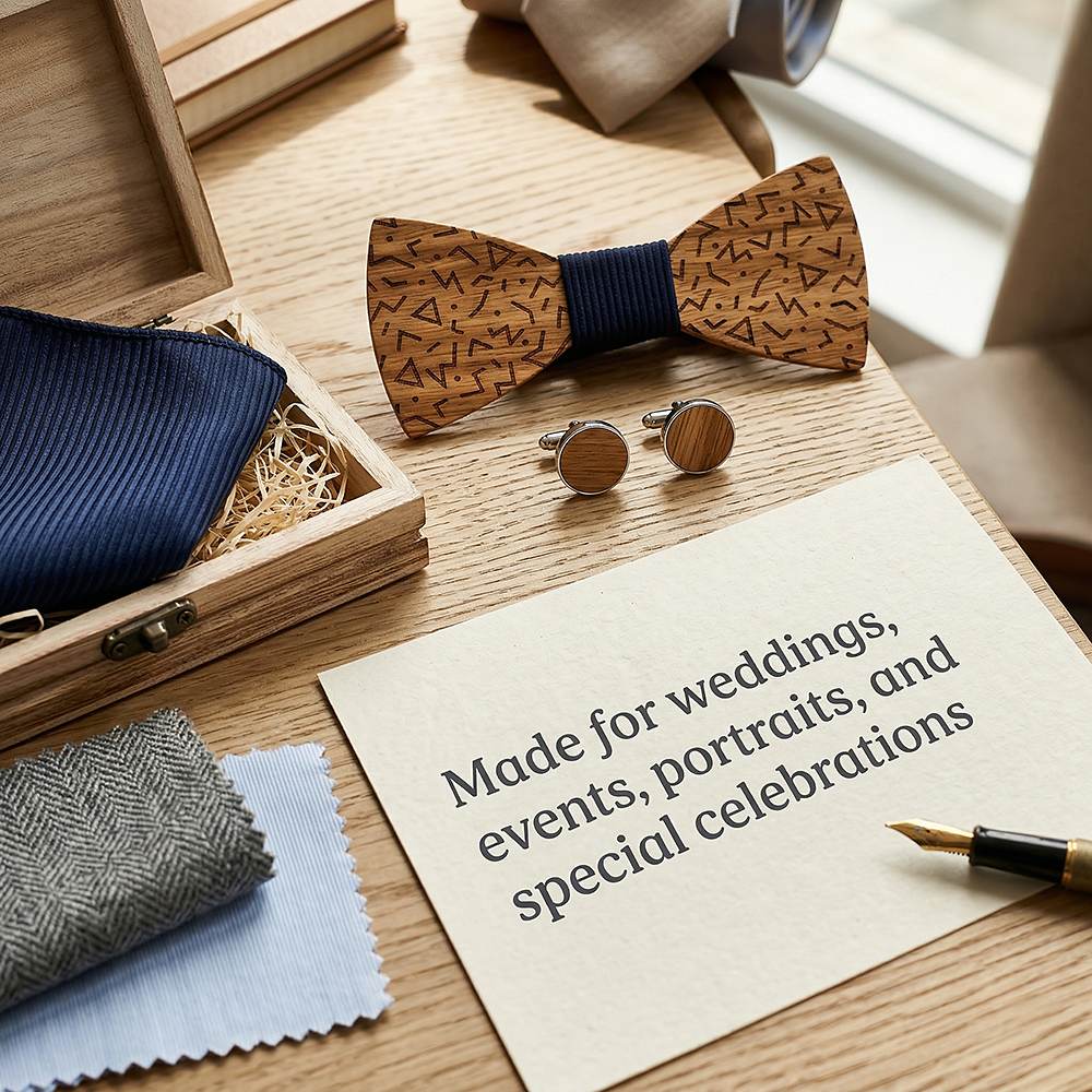 T219 T219  Sculpted Solid Bow Tie Set, Maple — view 3