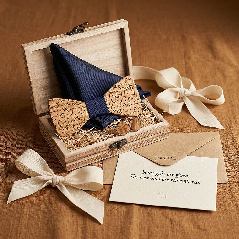 T219 T219  Sculpted Solid Bow Tie Set, Maple — view 6