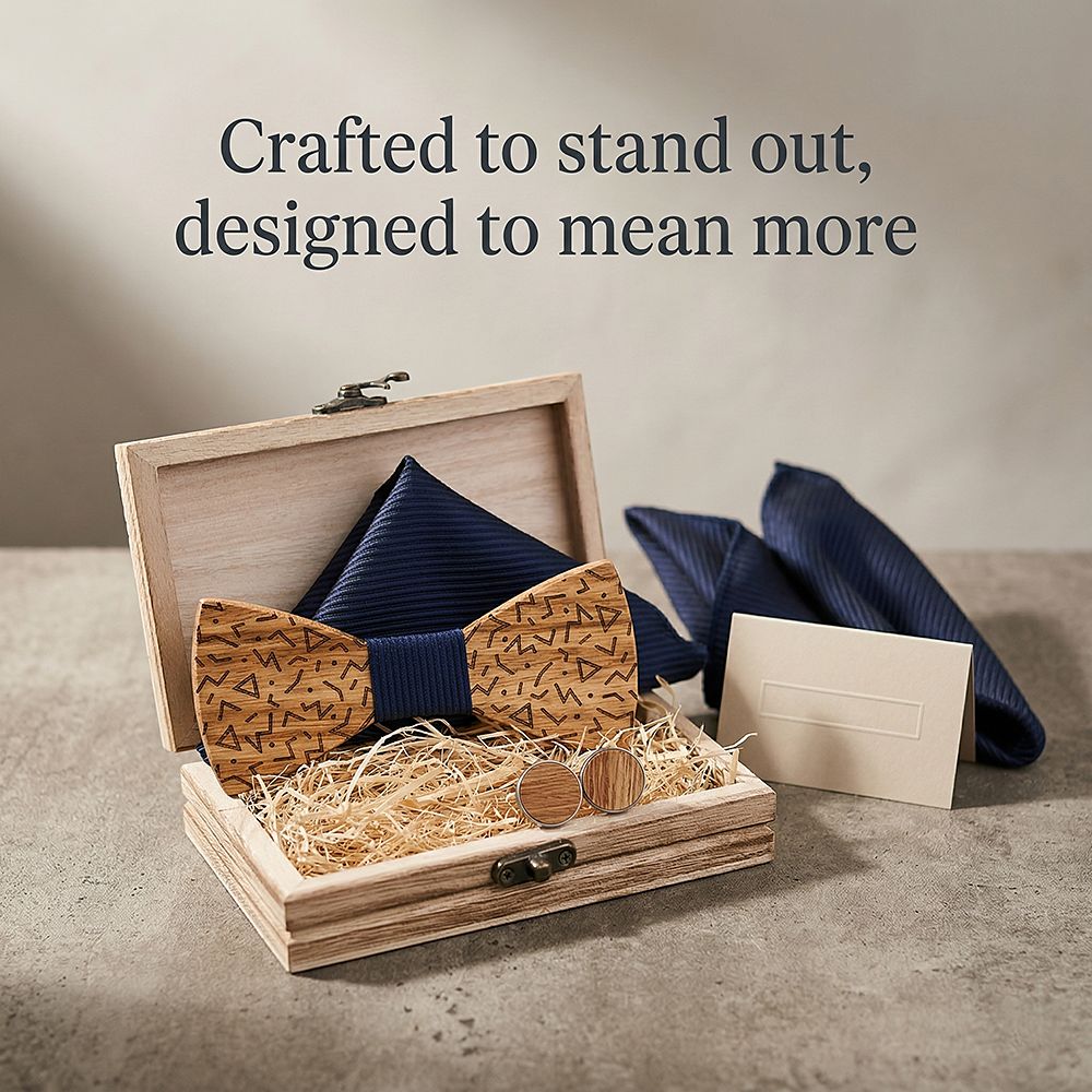 T219 T219  Sculpted Solid Bow Tie Set, Maple — view 7