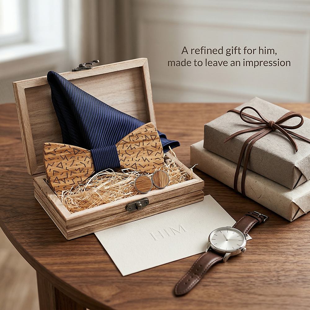 T219 T219  Sculpted Solid Bow Tie Set, Maple — view 9