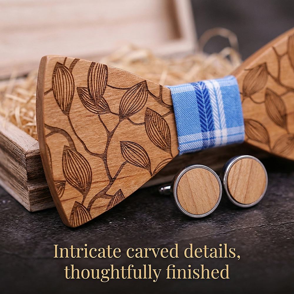 T220 T220  Leaf Vine Cutout Bow Tie Set, Maple — view 2