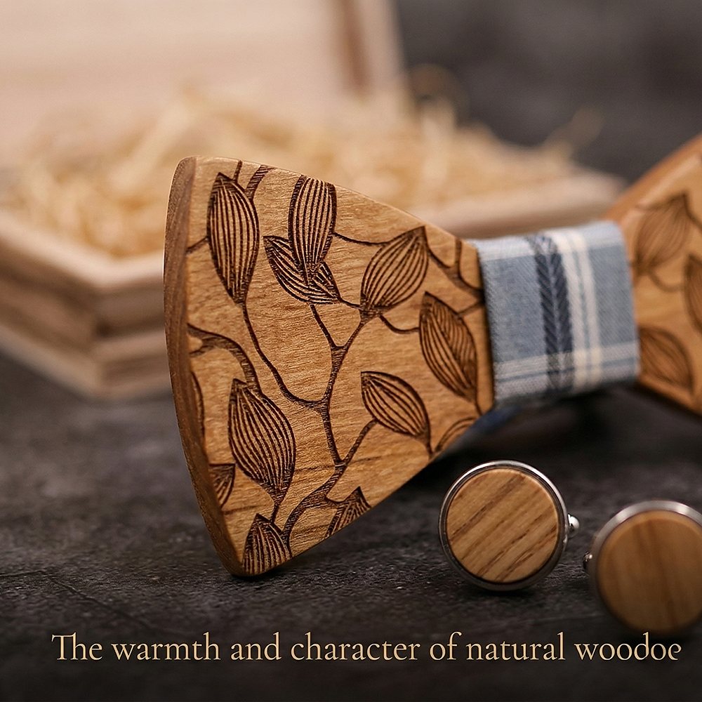T220 T220  Leaf Vine Cutout Bow Tie Set, Maple — view 4
