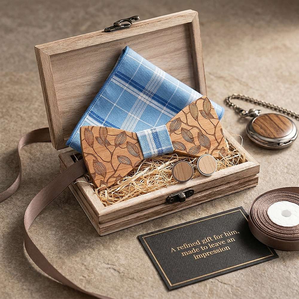 T220 T220  Leaf Vine Cutout Bow Tie Set, Maple — view 8