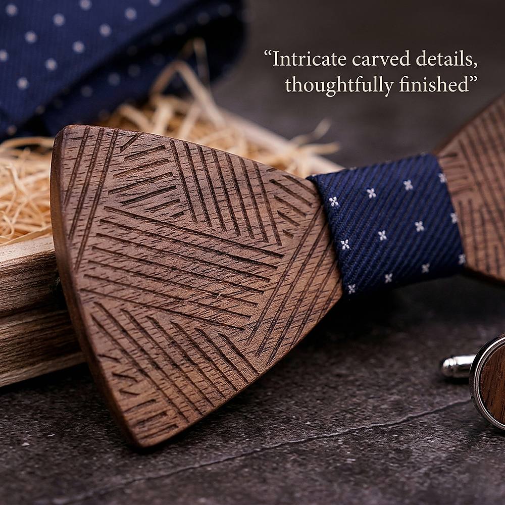 T221 T221  Solid Grain Bow Tie Set, Walnut — view 2