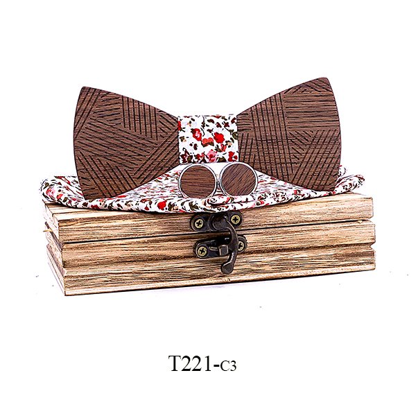 T221 T221  Solid Grain Bow Tie Set, Walnut — colour C1