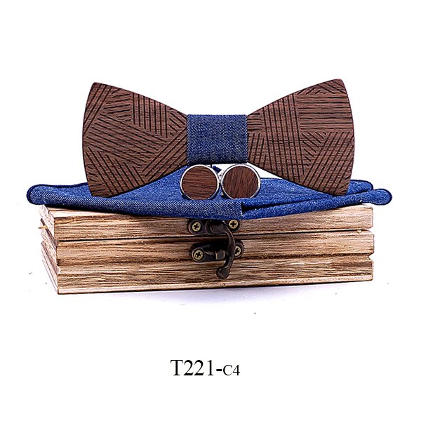 T221 T221  Solid Grain Bow Tie Set, Walnut — colour C2