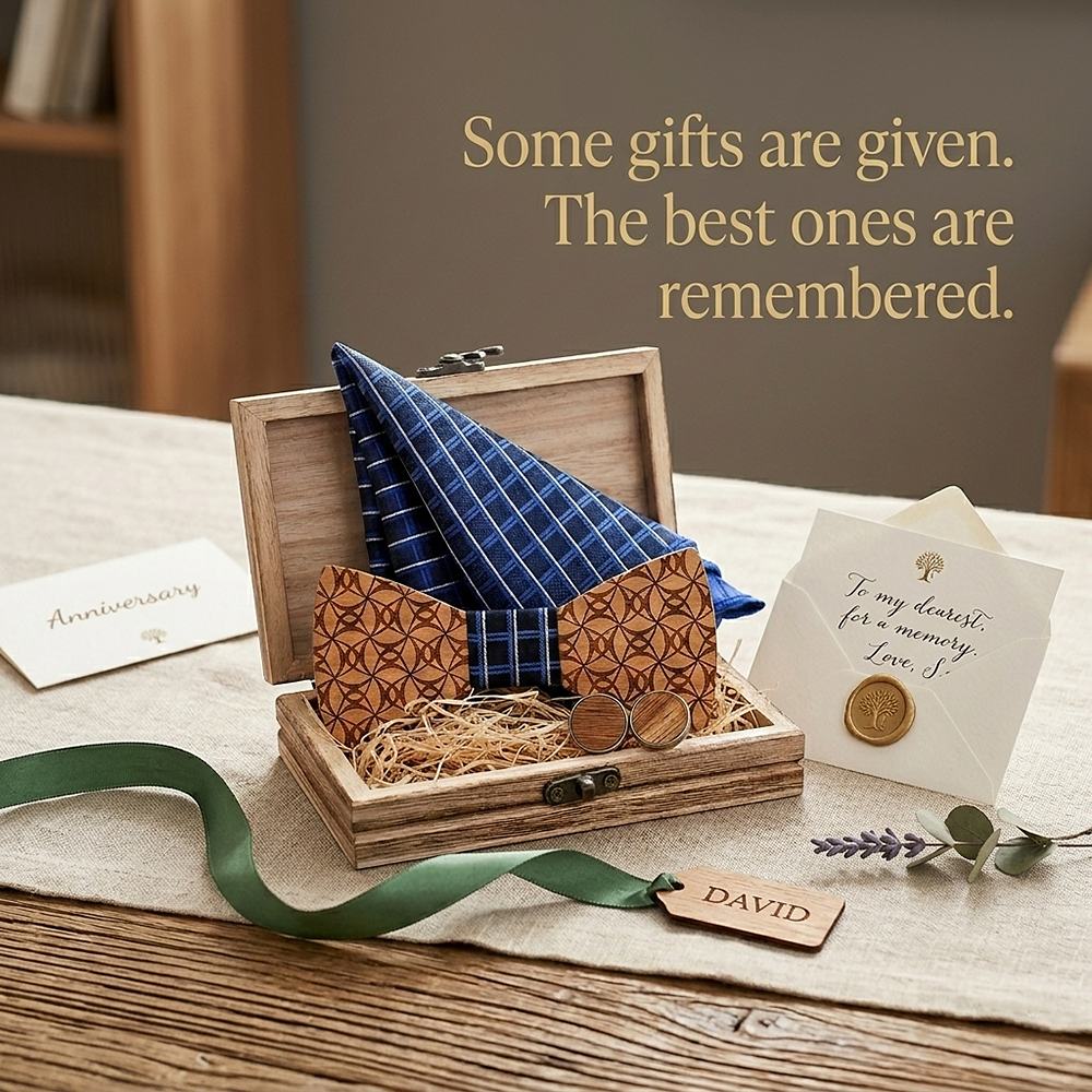 T222 T222  Grid Lattice Cutout Bow Tie Set, Walnut — view 6