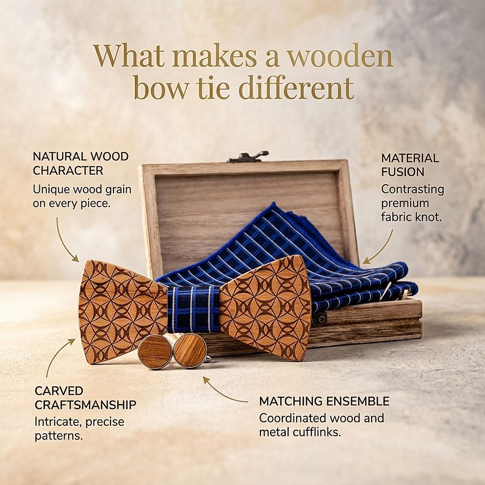 T222 T222  Grid Lattice Cutout Bow Tie Set, Walnut — view 7