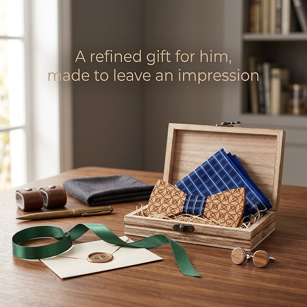 T222 T222  Grid Lattice Cutout Bow Tie Set, Walnut — view 8