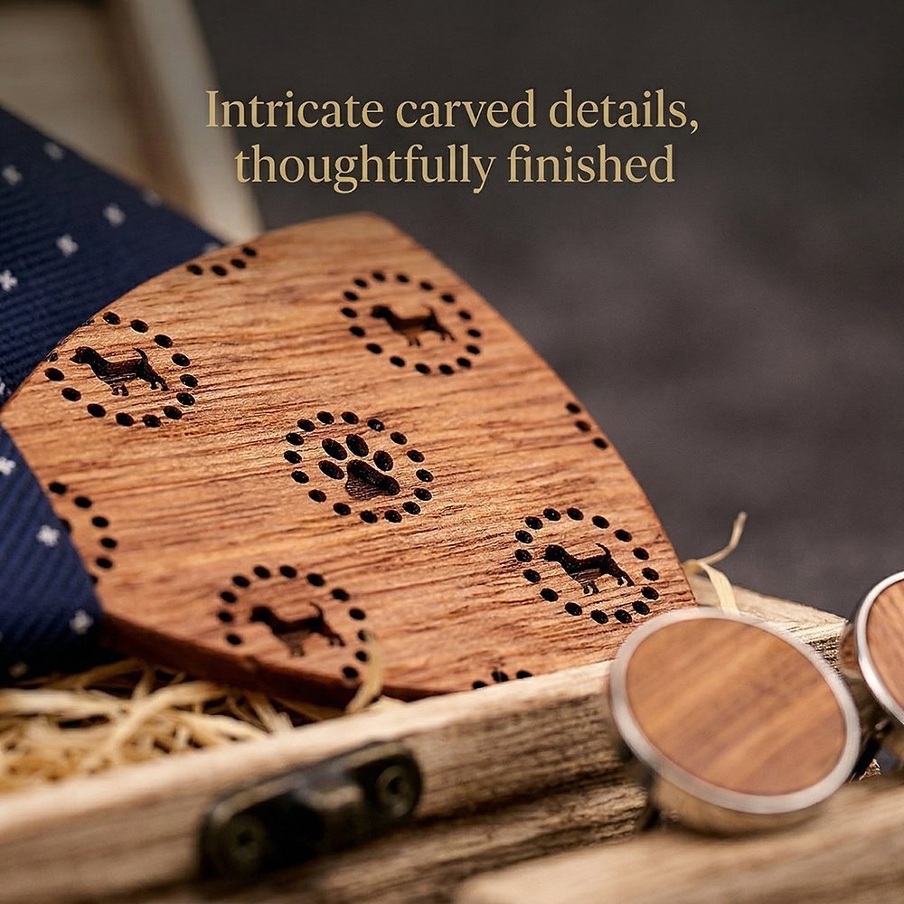 T223 T223  Dot Cutout Bow Tie Set, Walnut — view 2