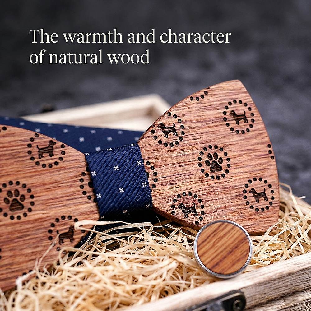 T223 T223  Dot Cutout Bow Tie Set, Walnut — view 4