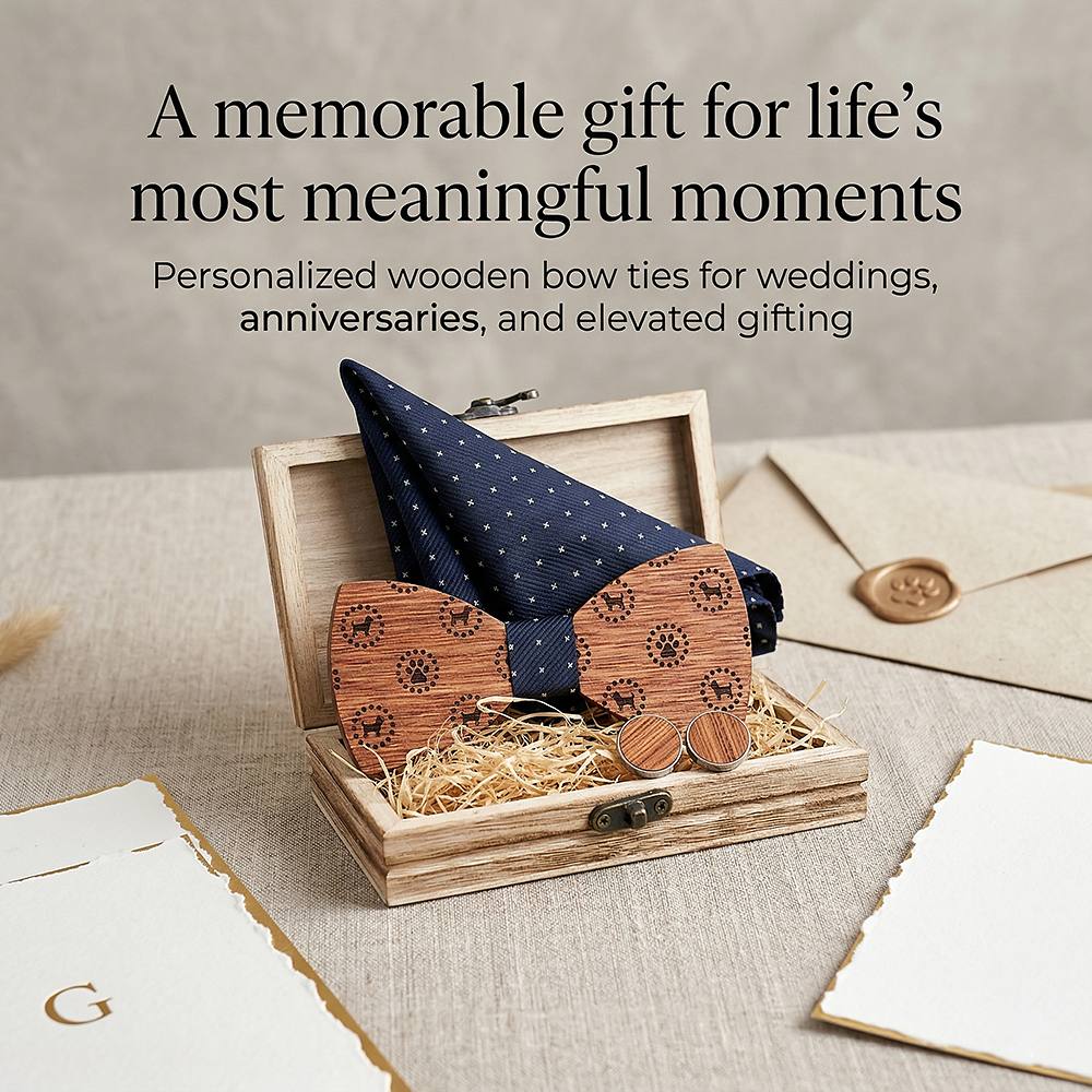 T223 T223  Dot Cutout Bow Tie Set, Walnut — view 5