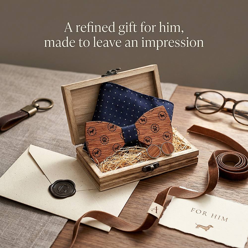 T223 T223  Dot Cutout Bow Tie Set, Walnut — view 8