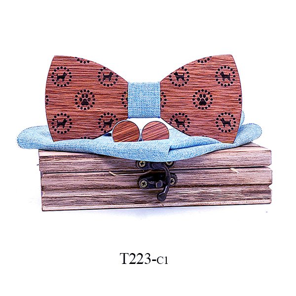 T223 T223  Dot Cutout Bow Tie Set, Walnut — colour C1