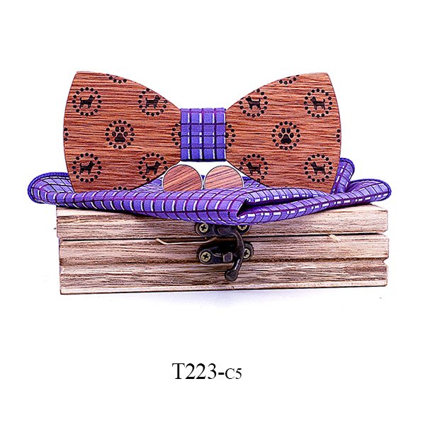 T223 T223  Dot Cutout Bow Tie Set, Walnut — colour C5