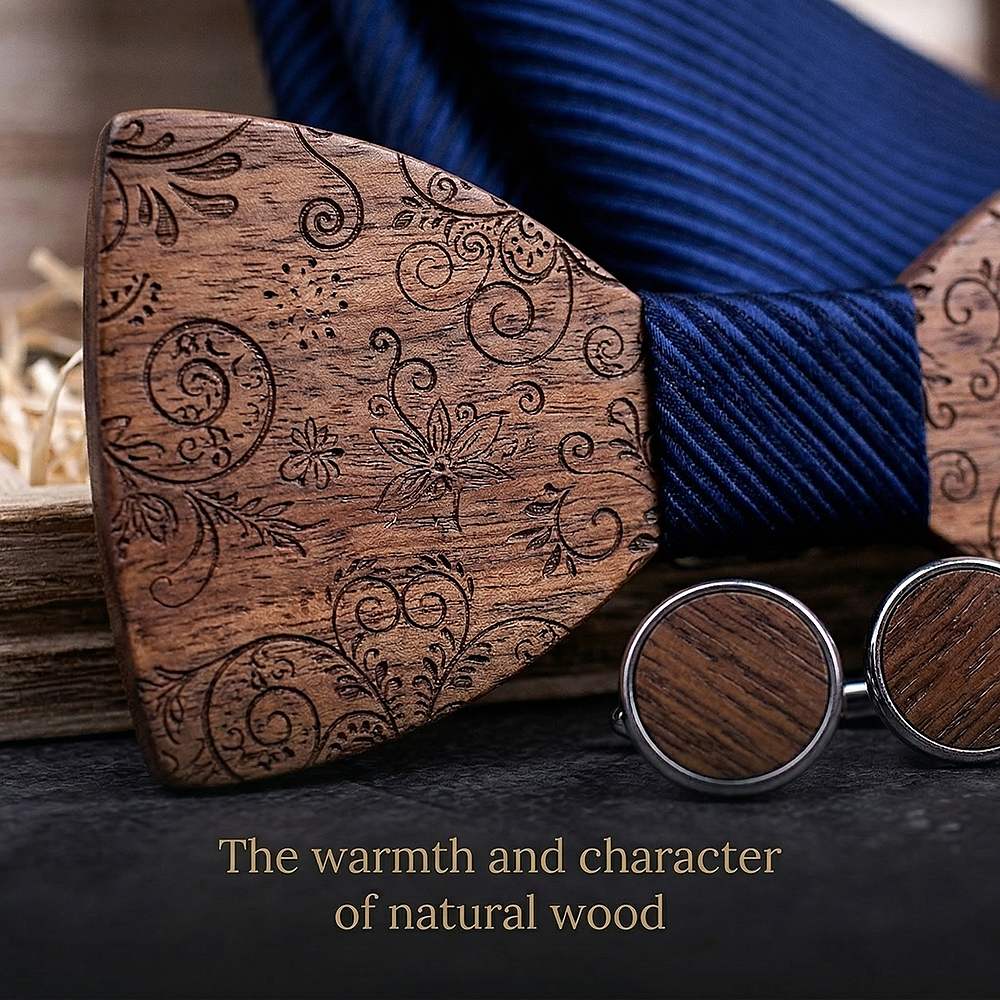 T224 T224  Solid Grain Bow Tie Set, Walnut — view 4