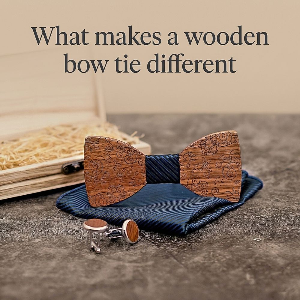 T224 T224  Solid Grain Bow Tie Set, Walnut — view 7