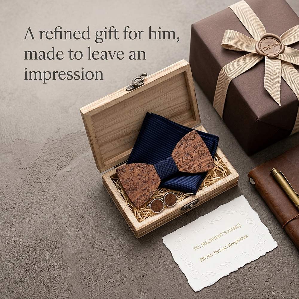 T224 T224  Solid Grain Bow Tie Set, Walnut — view 8