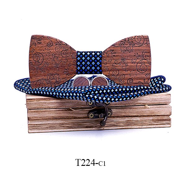 T224 T224  Solid Grain Bow Tie Set, Walnut — colour C1