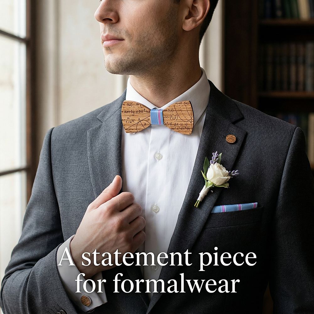 T225  Solid Grain Bow Tie Set, Maple