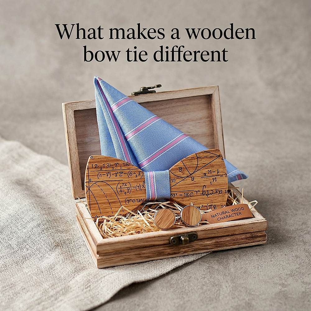 T225 T225  Solid Grain Bow Tie Set, Maple — view 7