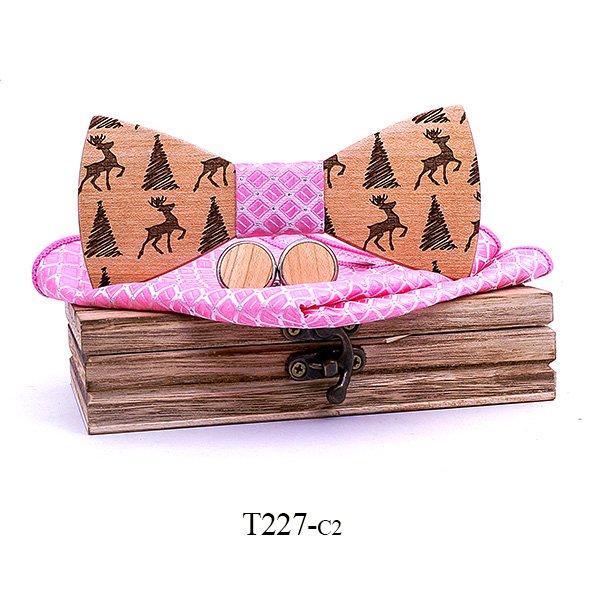 T227 T227  Deer & Pine Cutout Bow Tie Set, Maple — colour C2