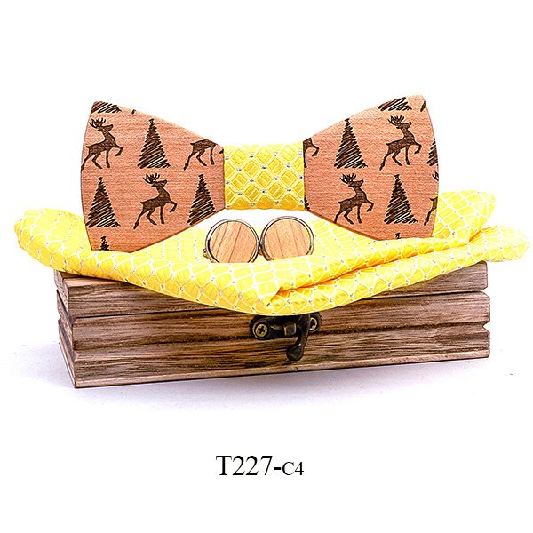 T227 T227  Deer & Pine Cutout Bow Tie Set, Maple — colour C4