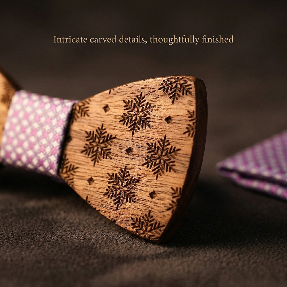 T228 T228  Snowflake Cutout Bow Tie Set, Walnut — view 2