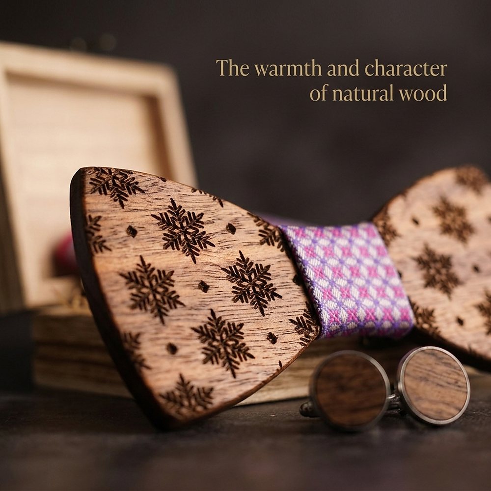T228 T228  Snowflake Cutout Bow Tie Set, Walnut — view 4