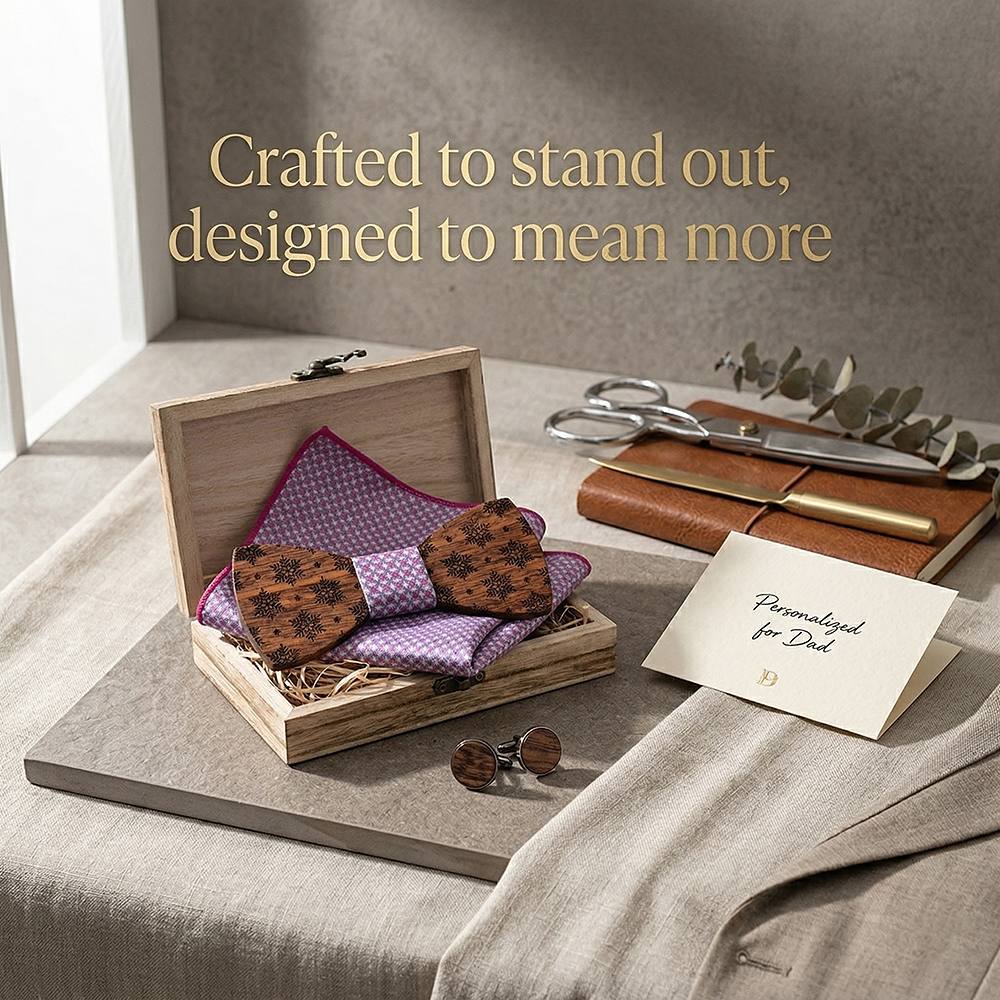 T228 T228  Snowflake Cutout Bow Tie Set, Walnut — view 7