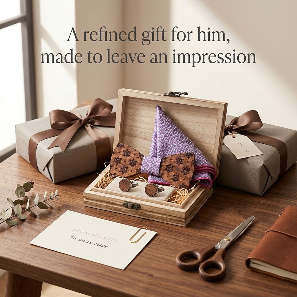 T228 T228  Snowflake Cutout Bow Tie Set, Walnut — view 8