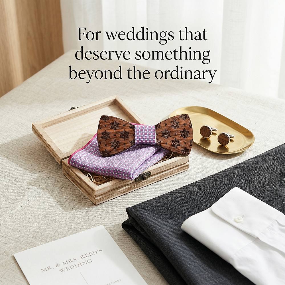 T228 T228  Snowflake Cutout Bow Tie Set, Walnut — view 9